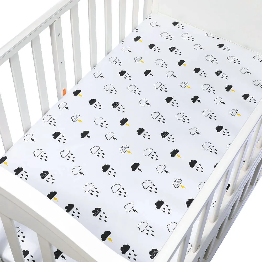 Cotton Crib Sheets Soft Breathable Baby Bed Mattress Cover Cartoon Newborn Bed Linen For Bed Size 130x70Cm Fitted Sheet Plaid