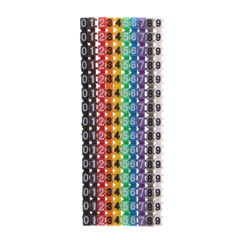 150 Pcs Cable Markers Colourful C-Type Number Marker Tag Label For Wire 2-3mm 