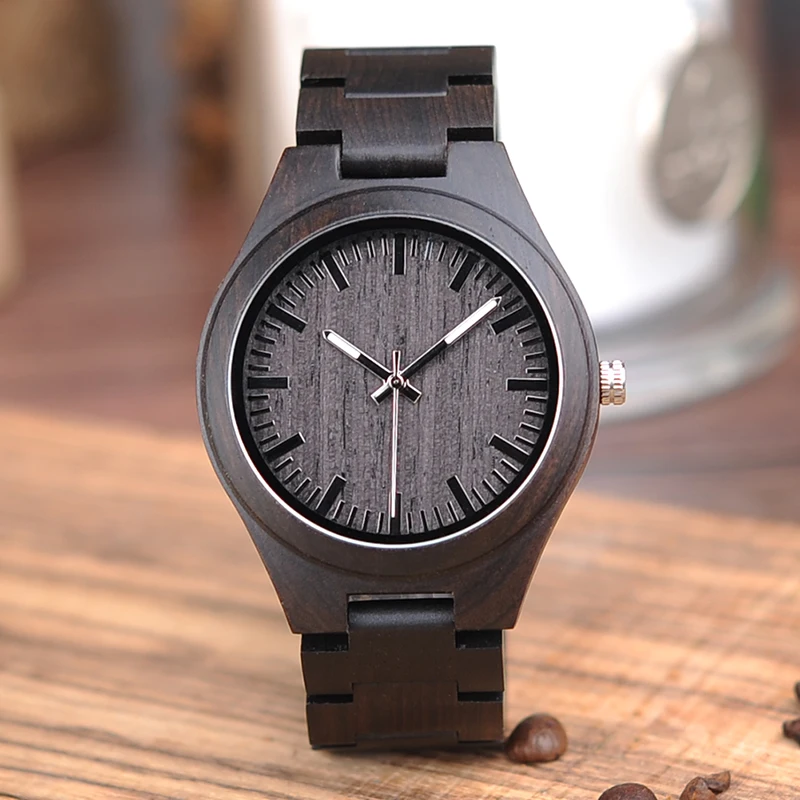 BOBO BIRD L-I22 Black Men Ebony Wood Watches in Quartz Movement Vintage Watch Men Drop Shipping