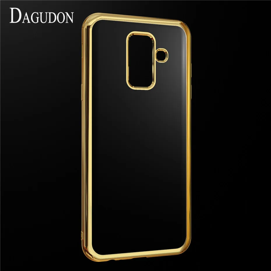

DAGUDON Luxury gold Plating Phone Cases For Samsung Galaxy A6 Plus 2018 Case for Samsung A6+Plus Silicone Transparent TPU Cover