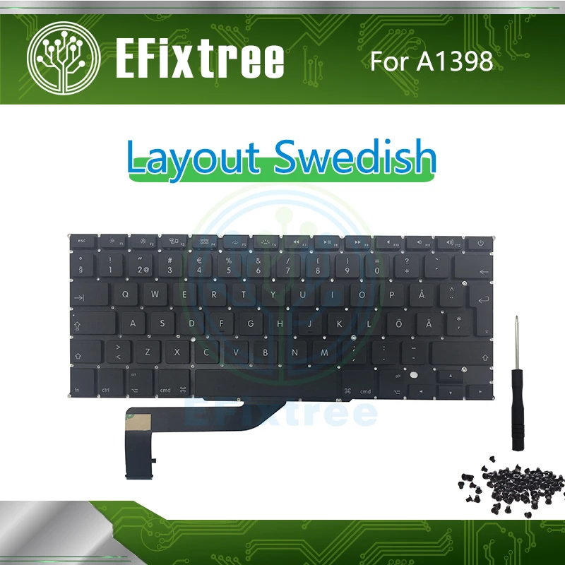 Полностью новая шведская клавиатура A1398 для Macbook Pro Retina 15 дюймов раскладка Big Enter