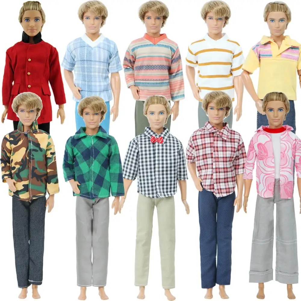 

1 Set Fashion Men Outfits Striped Plaid Shirt Trousers Tuxedo Party Wear Clothes Accessories for Barbie Doll Ken Kids Toy