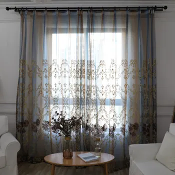 

European Luxury Embroidery Hollowed Jacquard Fancy Design Sheer Curtain Tulle Panel Blind for Living Room Bedroom Curtains