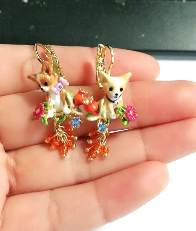 CSxjd Роскошные ювелирные изделия эмалированные глазурованные милые Чихуахуа маленькая собака кисточкой ожерелье