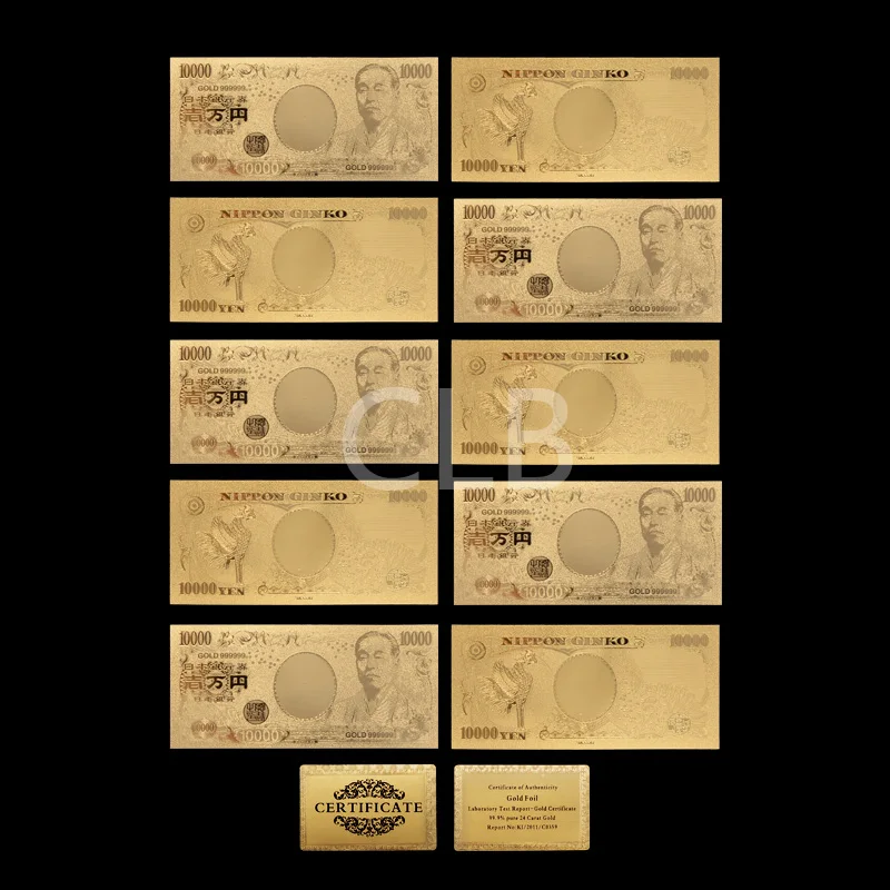 Buy Wholesale New Japan Gold Banknote 10000 Yen Gold Foil Paper Money with