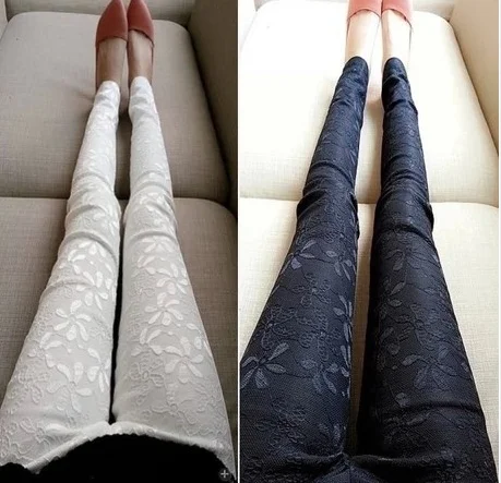 

2014 Time-limited Special Offer Full Length Mid Silk Velour Trousers All-match Lace Elastic Casual Female Skinny Legging