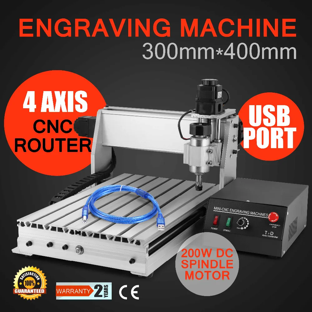 CNC роутер USB гравировки, резки 4 оси 3040 T USB Порты и разъёмы граверный фрезерный станок DIY гравировка работы