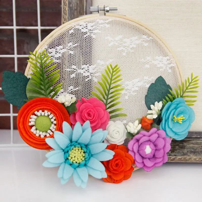 DIY Beautiful Flower Garland Handmade Felt Flowers Ornament For Bedroom
