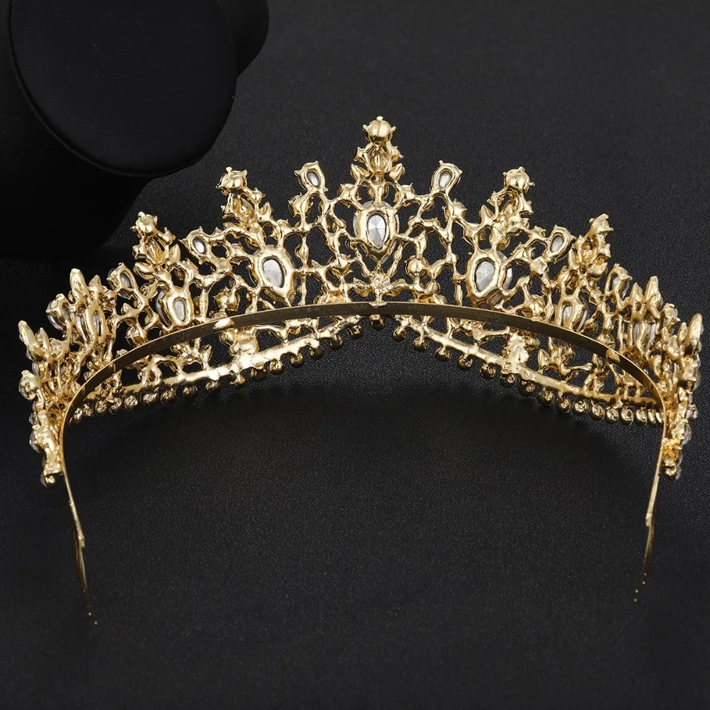 Diadème Couronne Vintage Cristal De Mariage Or Rouge Strass Bandeau Mariée Princesse Accessoires De Cheveux Pour Femmes Filles Habiller Fête