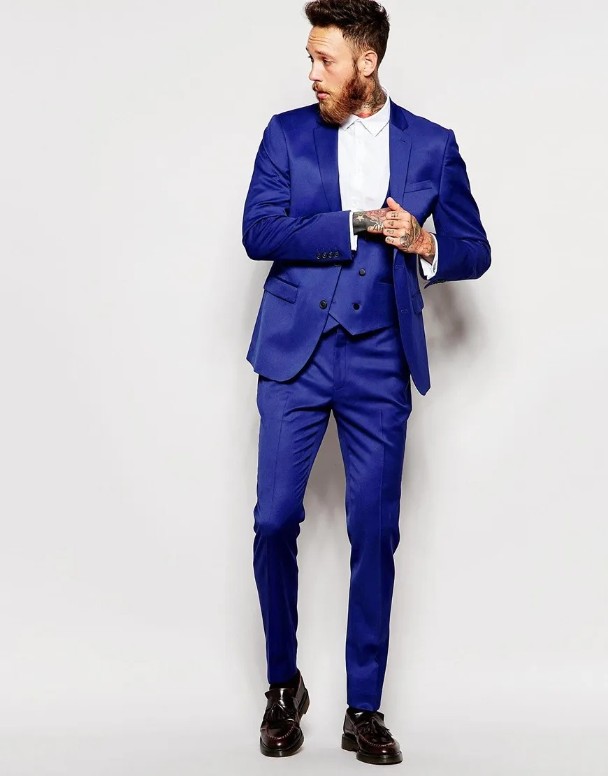 QZI Gar/çon Costume Cran Revers Deux Boutons Veste Gilet Pantalon smokings Slim fit