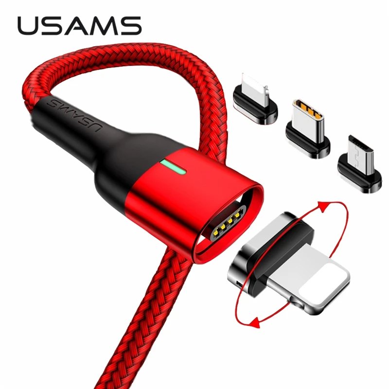 USAMS Магнитный кабель для iphone Huawei micro usb быстрая зарядка магнит USB передачи данных