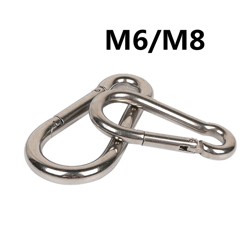 

1/2/3/4/10 pcs M6 M8 Locking Carabiners Quick Link Stainless Steel Spring Clip Hook Multitool Mountaineering Buckle Camping Hook