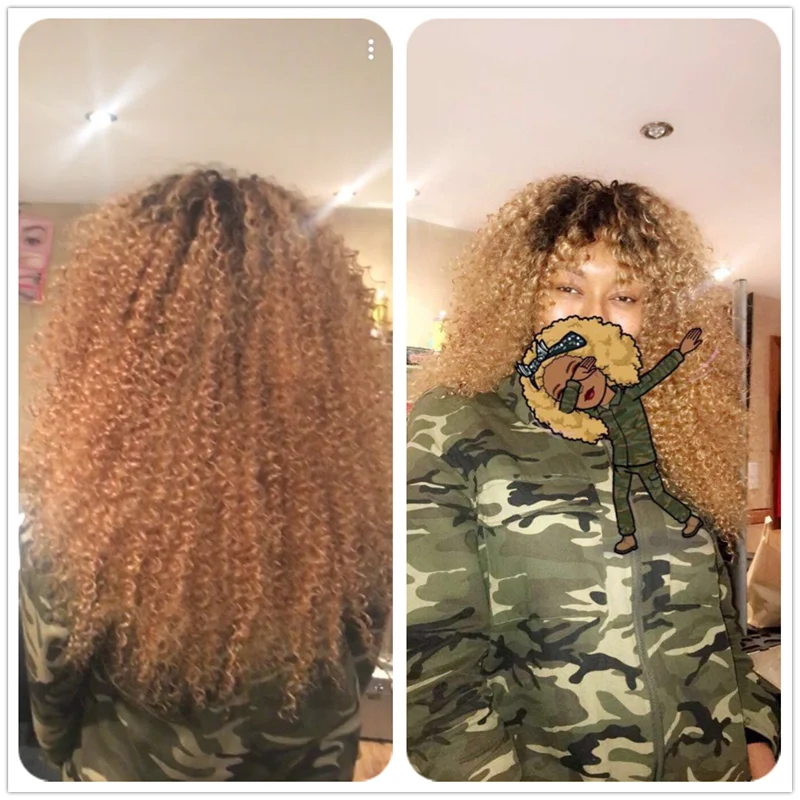 Bobbi коллекция 3/4 Связки T 1B 27 Ombre мёд блондинка глубокий кудрявые бразильские