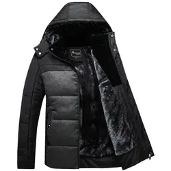 Зимнее пальто Для мужчин черный дутая куртка теплый мужской пальто парка верхняя одежда с хлопковой подкладкой куртка с капюшоном Для