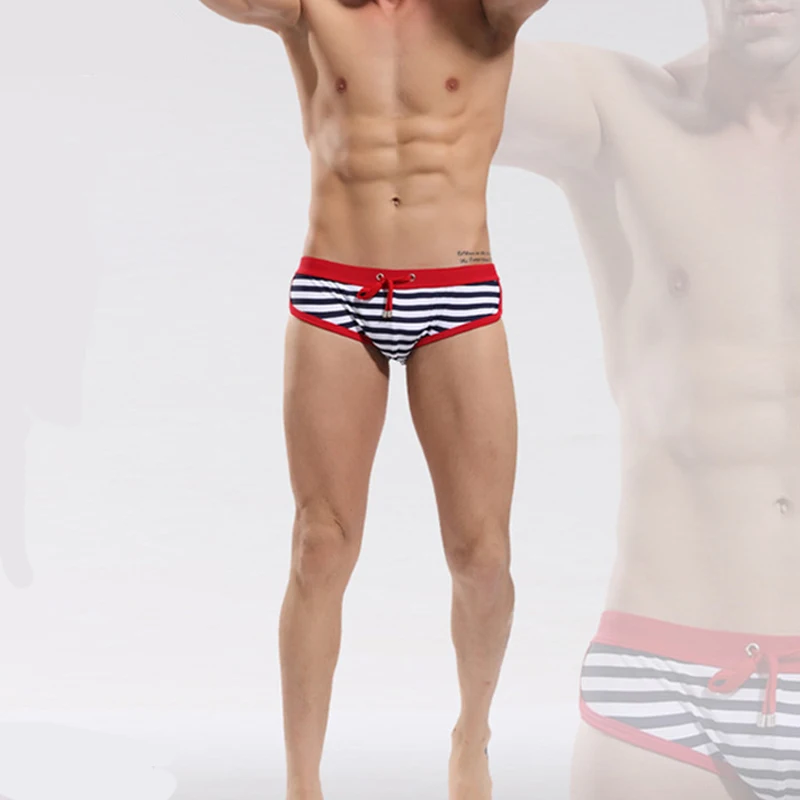 Сексуальные мужские шорты для купания, нейлоновые полосатые плавки, мужские плавки, летний пляжный купальник, плавки, нижнее белье