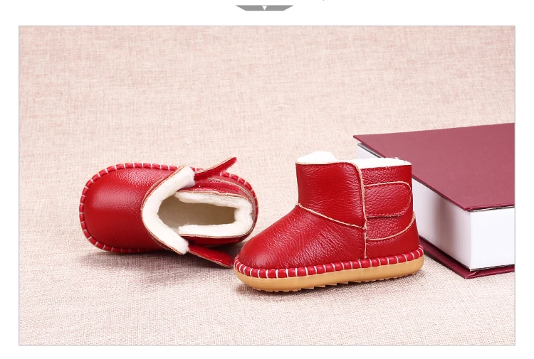Botas de Neve Sola da Criança Anos de Idade Sapatos de Bebê de Couro Inverno Crianças Macio Vaca Músculo Sapatos 0-1-2-3 Genuíno 21 Mamãe e Bebê