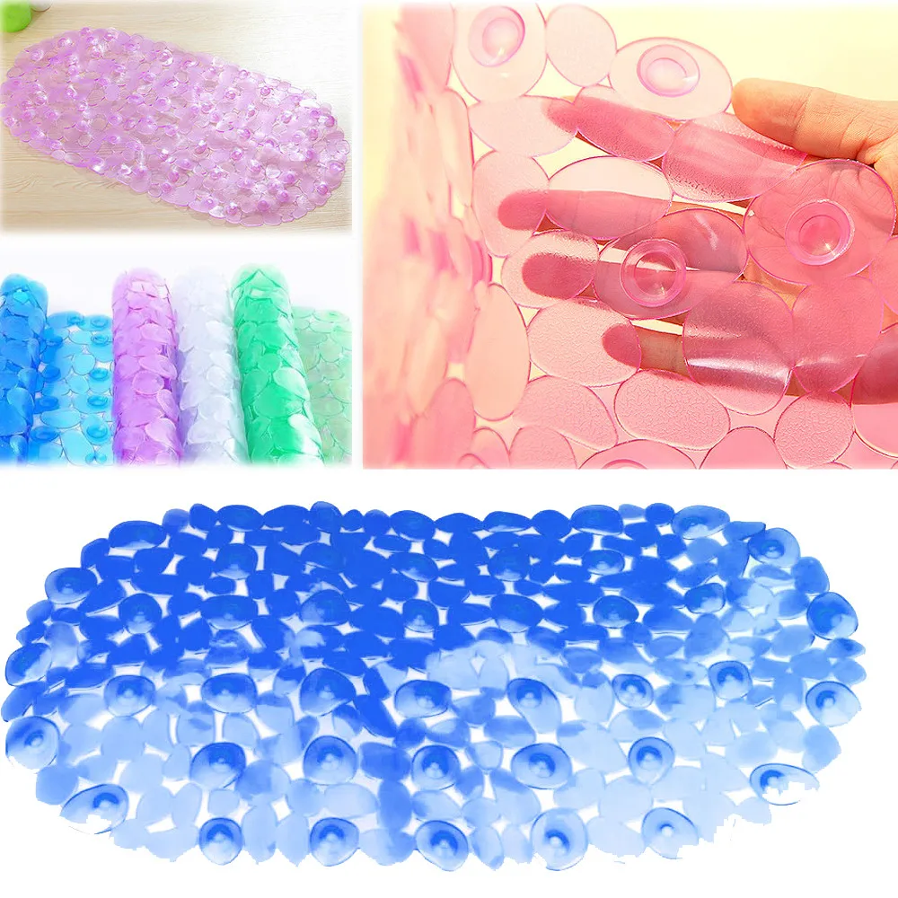 

Oval Non Slip Bath Carpet High Quality PVC Mini Sucker Strong Suction Anti Shower Foot Mat Massage 68*35cm Bathroom Doormat