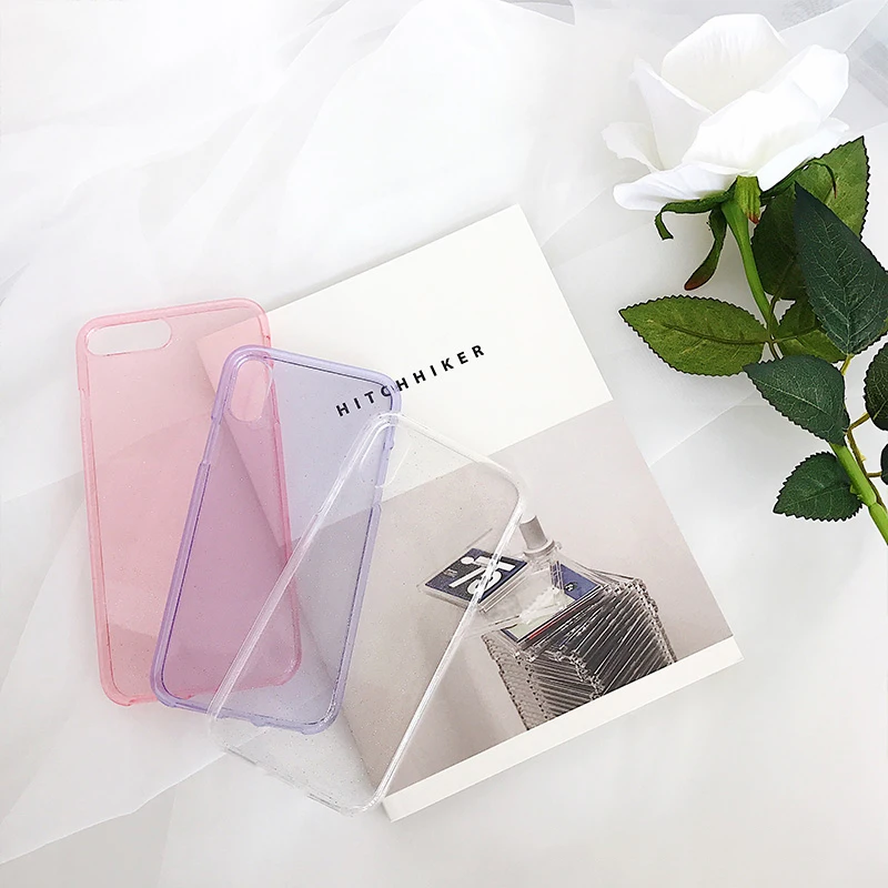 LACK Clear Bling Glitter Soft Phone Case For iPhone X Cases For iPhone 6 6S 7 8 Plus Fashion TPU Bling Powder Back Cover Fundas