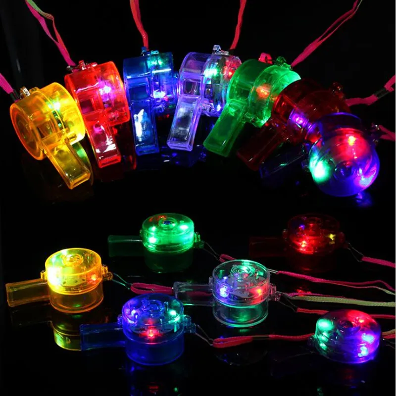 2019 neue LED Glowing Blinkende Lanyard Pfeife Noise Maker Kinder Spielzeug Jubeln Requisiten Pfeifen Rave Glow Party Liefert