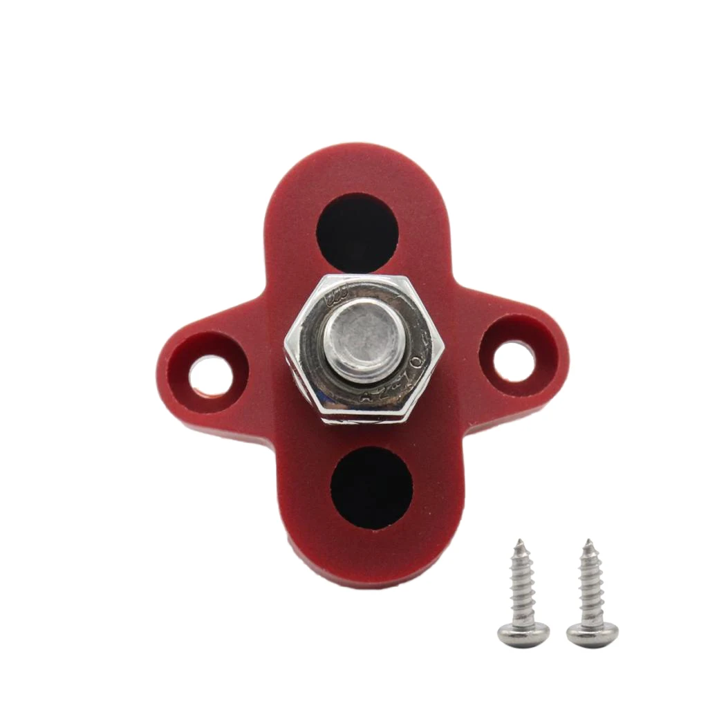 Boat DC48V Heavy Duty Single Terminal Stud M8 Power Distribution Block for Trucks RVs Coaches Boats Red