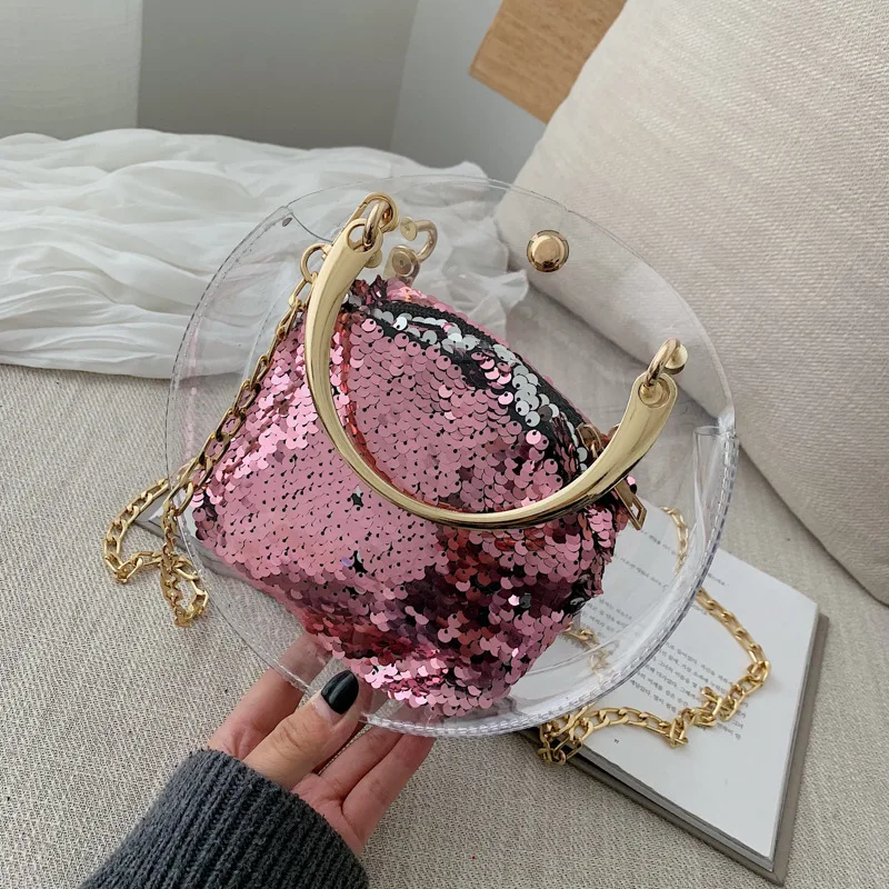 

Factory Outlet 2019 HOT Sale Portable Beach Waterproof Transparent Bag Crystal PVC Sequin Summer Jelly Candy Handbags Women Bags