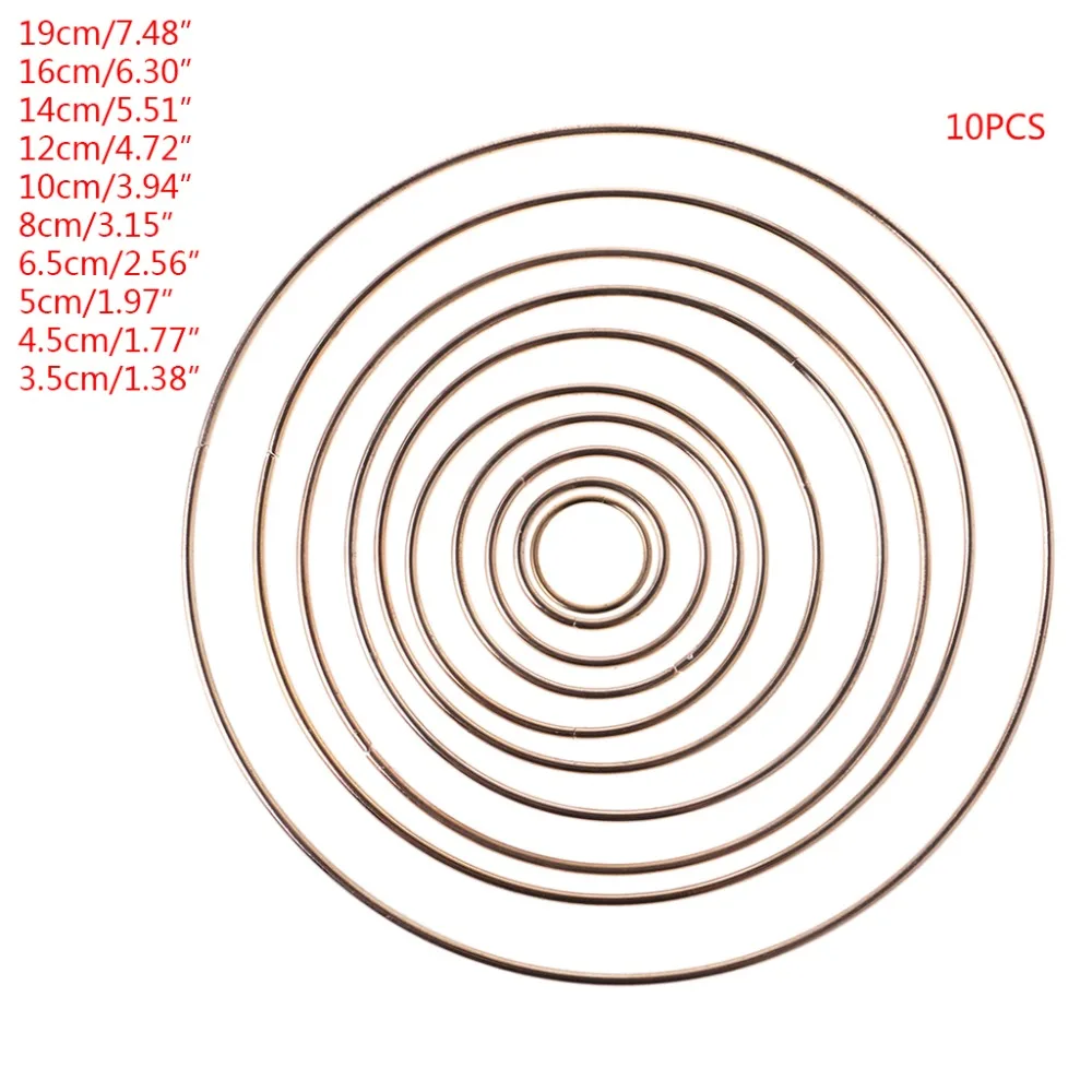 10 шт./компл. 35-190 мм из золотистого металла кольцо «Ловец снов» макраме ремесло обруч "сделай сам" с изображением Ловца снов аксессуары 10 Szies