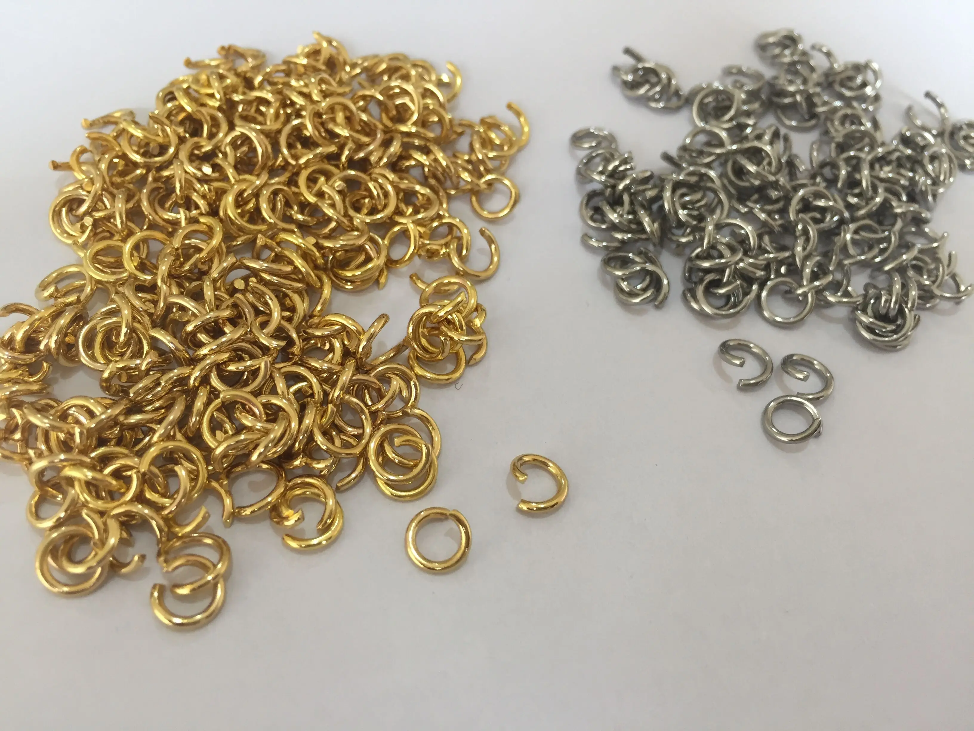 

MYLONGINGCHARM 100pcs/lot Jump Rings Jewelry Hand Making Part Gold and Stainless Steel color 1x6mm