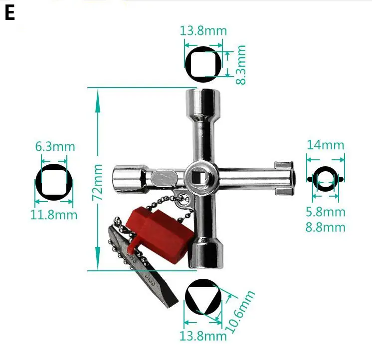 Многофункциональный Универсальный Крест ключ треугольник ключ для поезда Электрический шкафчик лифта клапан сплав треугольник квадрат - Цвет: E