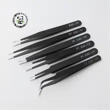 PandaHall 6 teile/satz Eisen Perlen Pinzette Sets Pick-up Reparatur Werkzeuge Gekrümmte Gerade Wimpern Pinzette Wimpern Verlängerung Schwarz