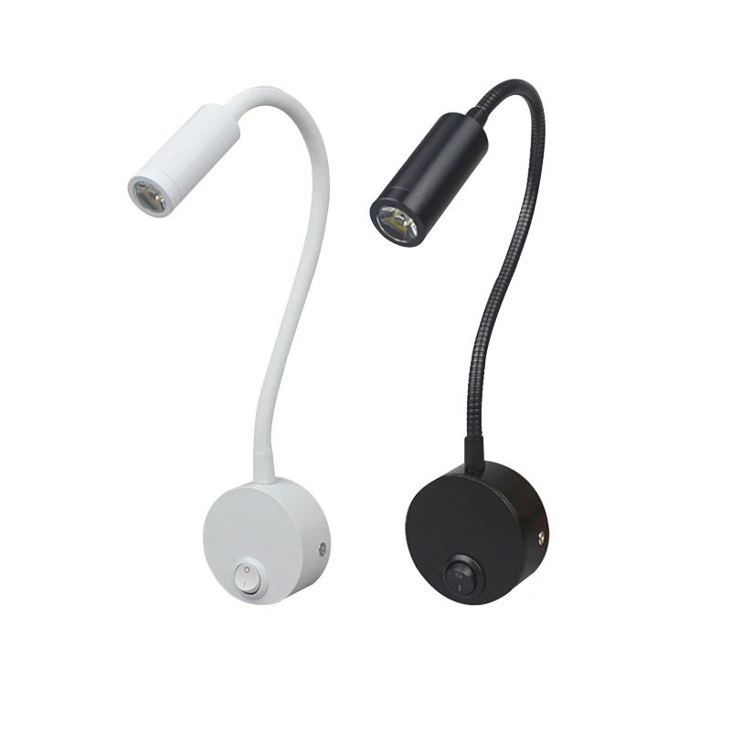 

LED Hose Wall Lamp 1W 3W Flexible Hotel Bedside Reading Wall Light Modern Fashion Book Lights AC85-265V Aluminum LED Bulb