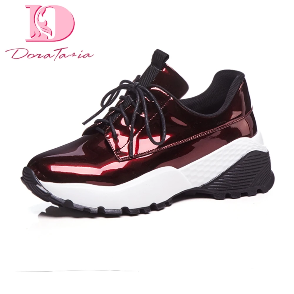 

Doratasia 2018 Genuine Leather Large Size 34-41 Cow Leather Woman Shoes Lace Up Hot Sale Dropship Vulcanize Shoes Women