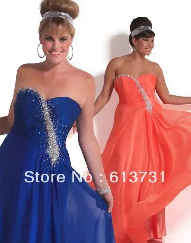 2012 Sexy Sweetheart Beading Royal Blue A Line Chiffon Long Plus Size Evening/Prom Dresses II6219 | Свадьбы и торжества