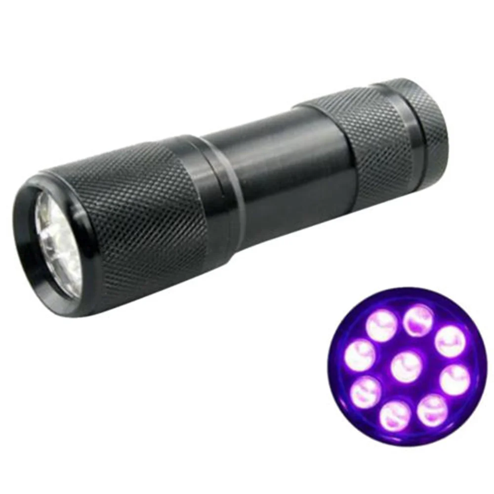 Cool MINI 9 LED Ultra Violet UV Blacklight Portable Flashlight Torch Light Lamp