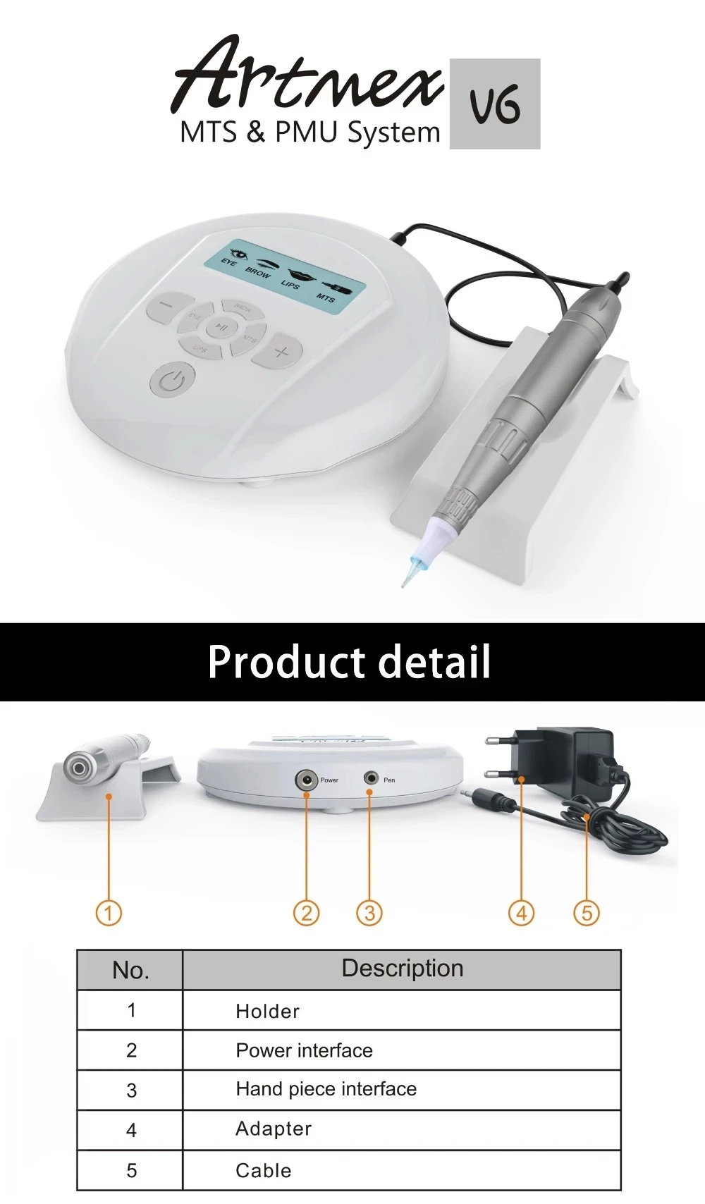 Постоянный макияж бровей pmu машина с цифровая панель управления устройство микропигментирования Artmex V6 бровей губ Вращающаяся ручка