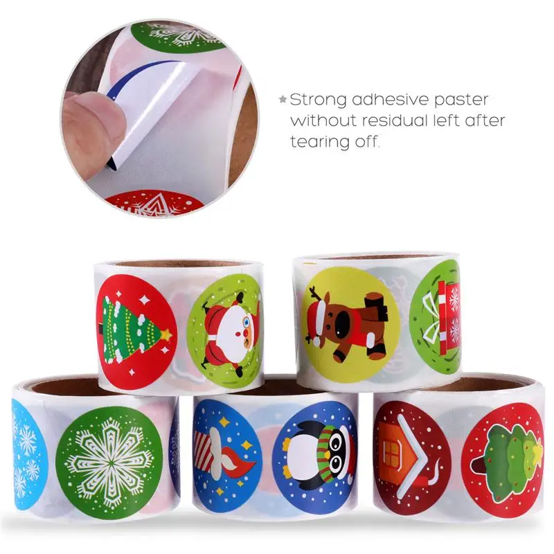 

5 Rolls Christmas Gift Tag Stickers Adhesive Christmas Holiday Decals Labels