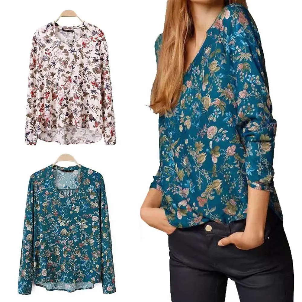 Женская винтажная Блузка с V образным вырезом и длинным рукавом|sleeve shirt|long sleeve