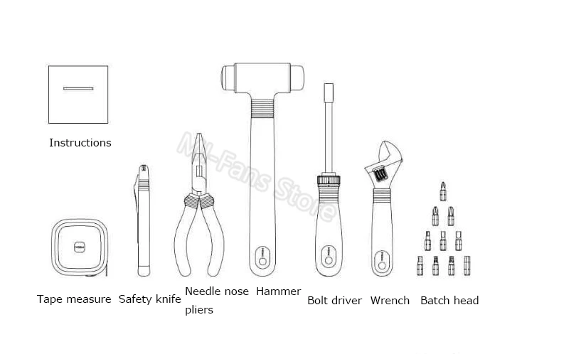 XIAOMI MIIIW 16Pcs DIY Tool Kit Toolbox General Household Hand Tool with Screwdriver Wrench Hammer Tape Plier Knife ToolBox (30)