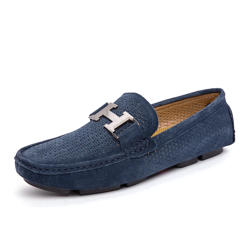 WDE-802-Blue Mocassin homme de Lux; повседневные лоферы; Мужская обувь; дышащая обувь; модная мужская обувь; слипоны; мужские лоферы размера плюс 11; черный цвет - Цвет: WDE-802-Blue