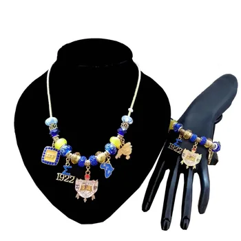 

Sorority Sigma Gamma Rho Sorority bead 1922 Shield Charm SGR necklace Bracelet Jewelry set