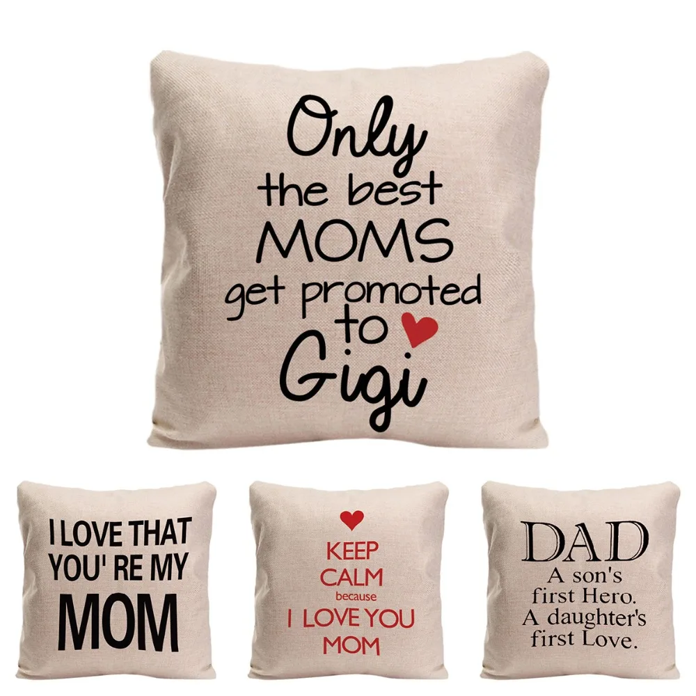 

I Love My Mom Dad Cushion Cover Decorative Pillow For Sofa Car Covers Mother Father Day Pillow Case Linen Home Decor Pillowcase