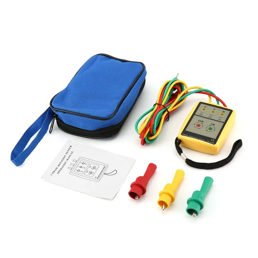 

JTW JTW-8030 Portable 3 Phase Sequence Meter Multimeter Presence Rotation Tester Phase Indicator Detector Meter LED Buzzer