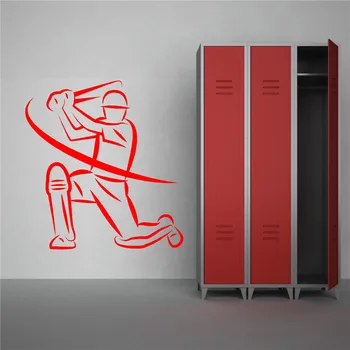 

G359 KRICKET Cricketspieler Schlagmann sport Vinyl wandkunst aufkleber Decorative art of dormitory wall stickers for boys