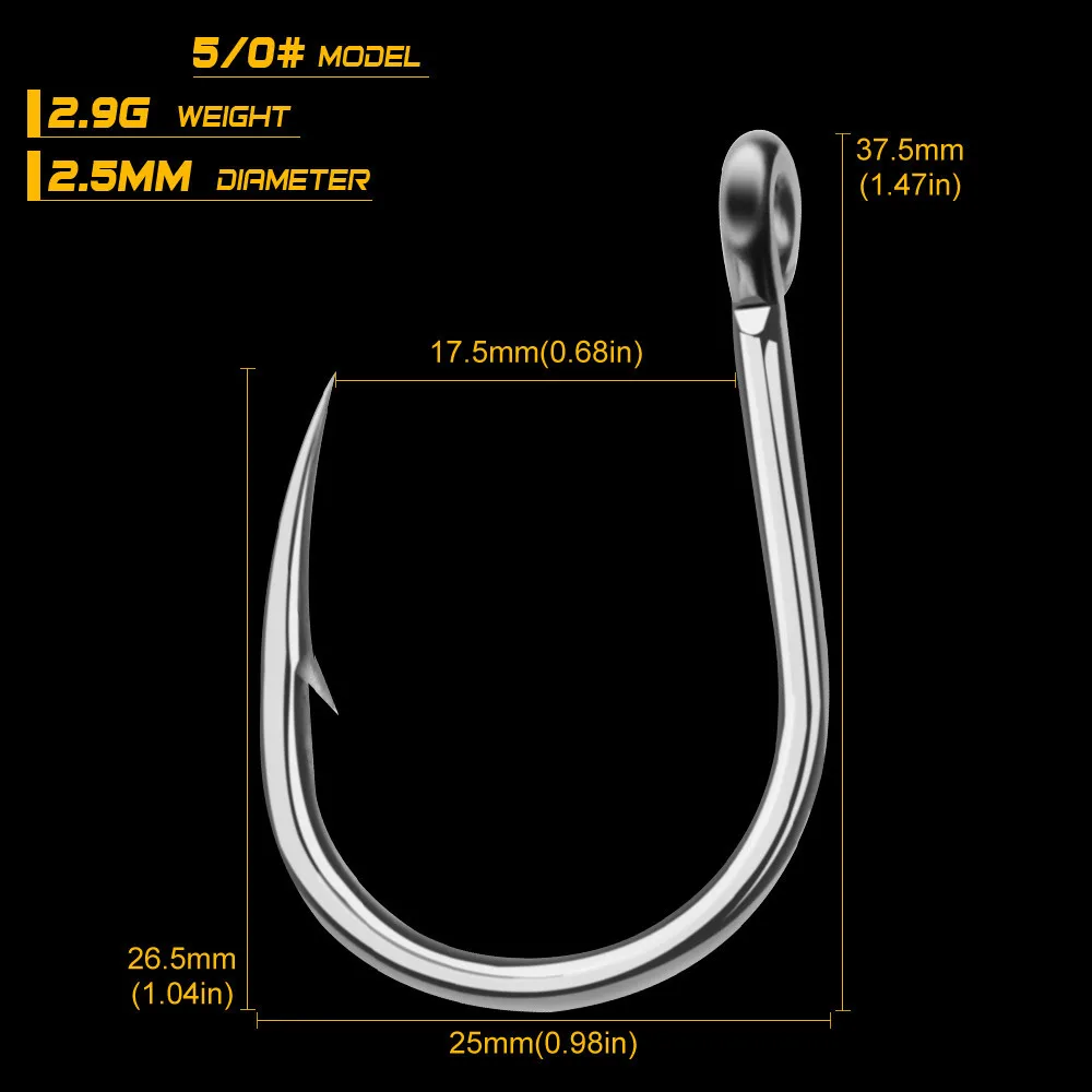 1 шт. рыболовный крючок для соленой воды Вибрационный крючок 1/0#-13/0# Модель рыболовный крючок из нержавеющей стали Сделано в Тайване - Цвет: 5 0
