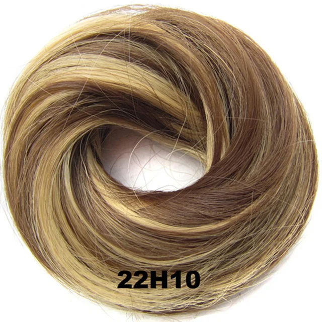 10 шт./лот женские эластичные прямые синтетические шиньоны резинка для волос обертка для волос пучок шиньон аксессуары 30 г блонд черный - Цвет: Q7 Color 22H10