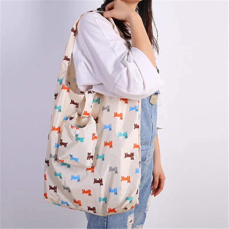 

Foldable Reusable Handy Shopping Bag Striped Tote Pouch Recycle Storage Handbags Home Storage Organization Bag New Random color
