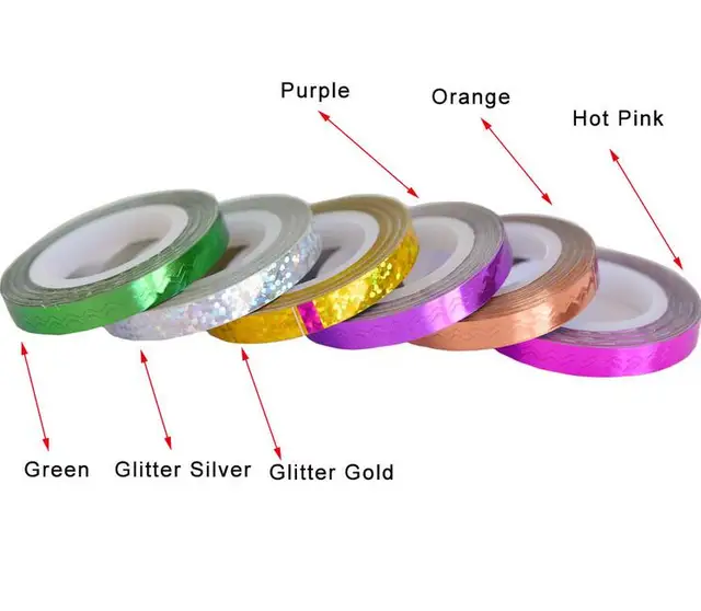 1x NEW Color Waves Glitter Gold Nail Striping Tape Line Nail Art Roll
