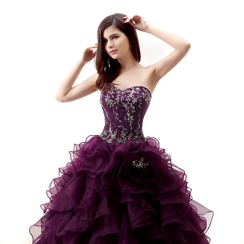 Forevergracedress Real Pictures Grape Quinceanera Dress Sexy Sweetheart Applique Long Formal Party Gown Plus Size Made