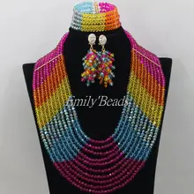 Последние Нигерии африканская Бусины Свадебный комплект ювелирных изделий Для женщин модная свадебная Цепочки и ожерелья комплект ювелирных изделий aij235