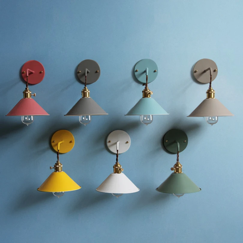 

Modern Bedside wall lamps edison aisle sconces bedroom vintage multicolor bathroom Reading E27 Pure copper holder light fixtures