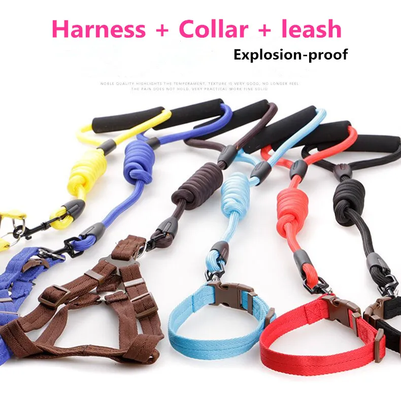 FI106 NEW pet dog Polyester collar harness and leashes set for medium